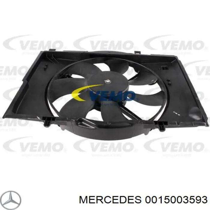 0015003593 Mercedes difusor de radiador, aire acondicionado, completo con motor y rodete