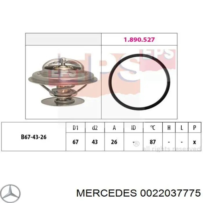 0022037775 Mercedes termostato, refrigerante