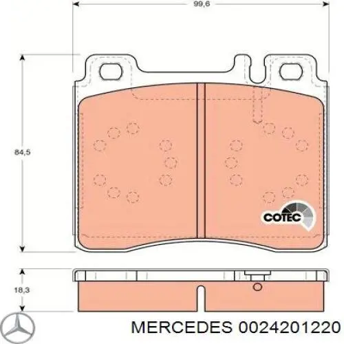 0024201220 Mercedes pastillas de freno delanteras