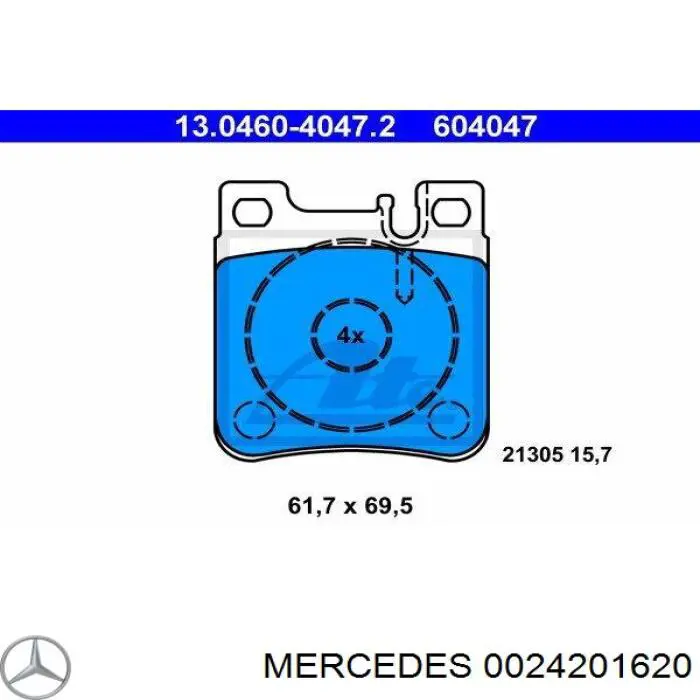 0024201620 Mercedes pastillas de freno traseras