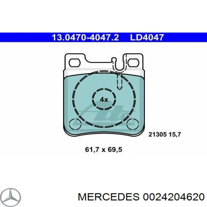 0024204620 Mercedes pastillas de freno traseras