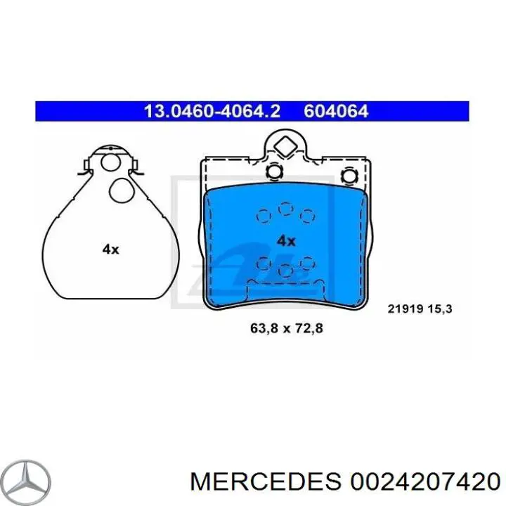 0024207420 Mercedes pastillas de freno traseras