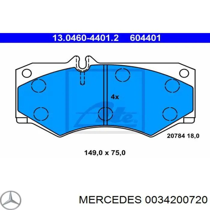 0034200720 Mercedes pastillas de freno delanteras