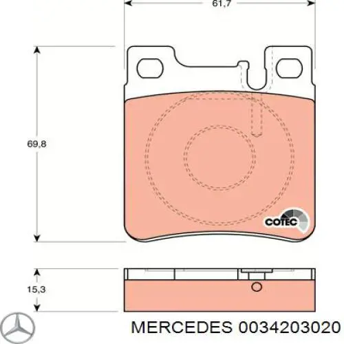 0034203020 Mercedes pastillas de freno traseras