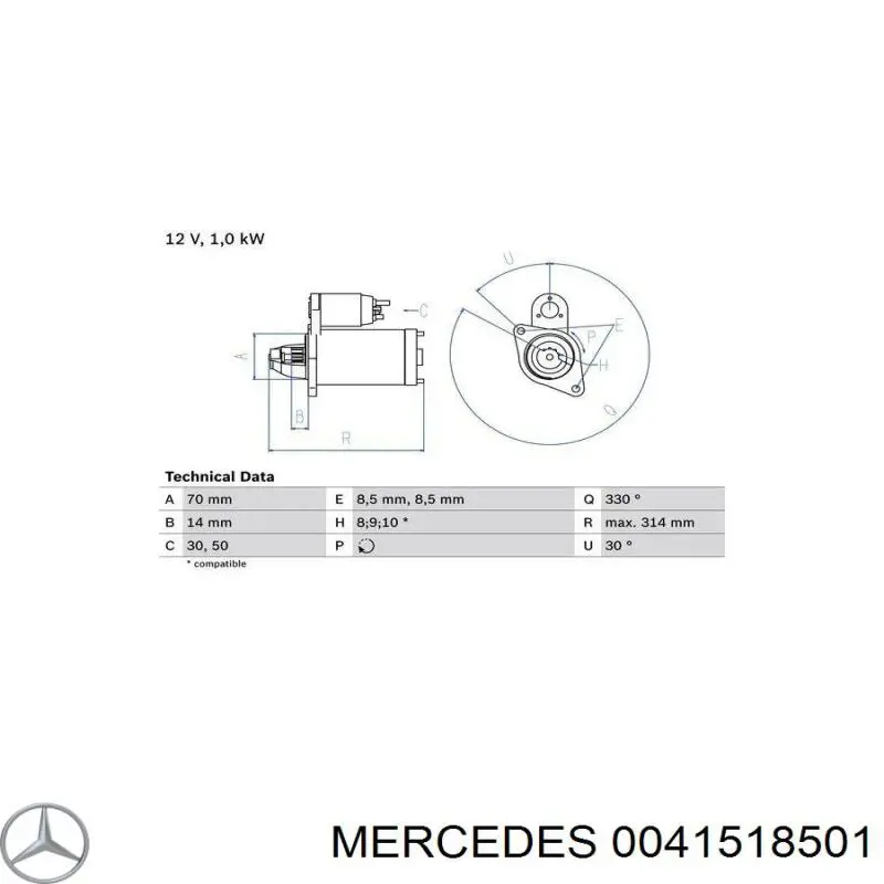 0041518501 Mercedes motor de arranque