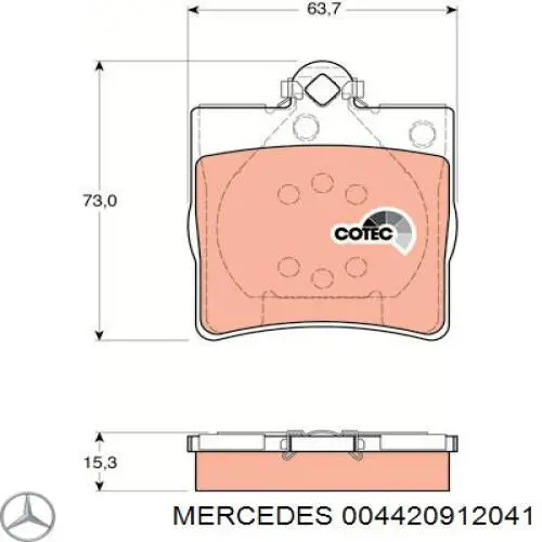 004420912041 Mercedes pastillas de freno traseras