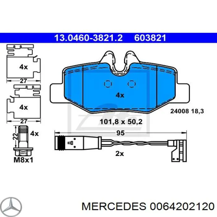 0064202120 Mercedes pastillas de freno traseras