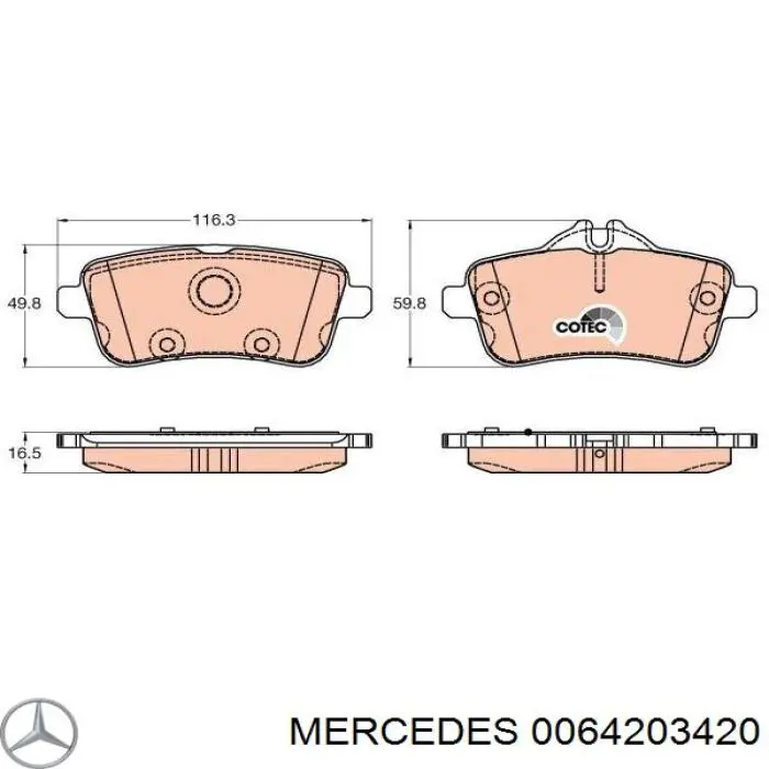 0064203420 Mercedes pastillas de freno traseras