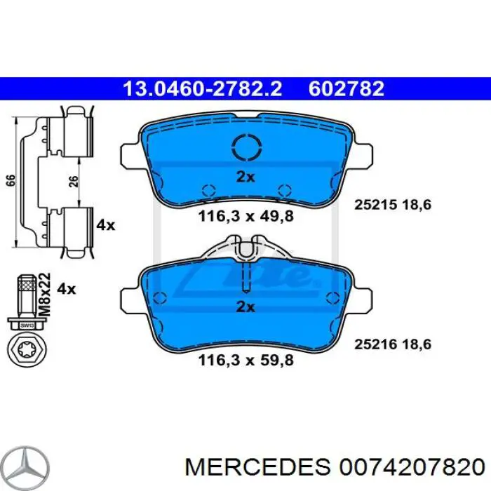 0074207820 Mercedes pastillas de freno traseras