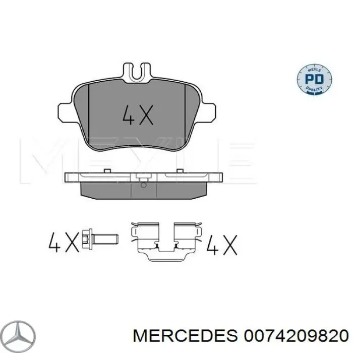 0074209820 Mercedes pastillas de freno traseras