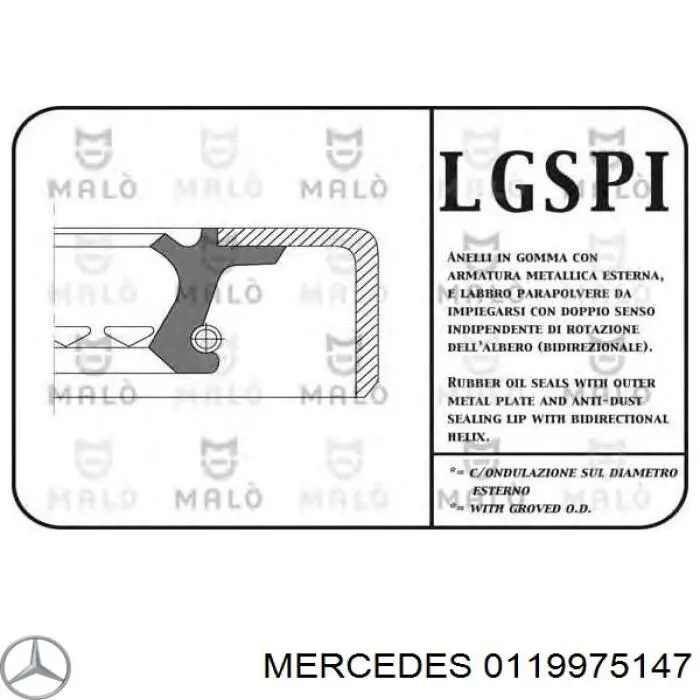 0119975147 Mercedes anillo retén, cubo de rueda delantero