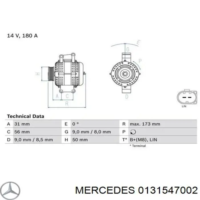 0131547002 Mercedes alternador