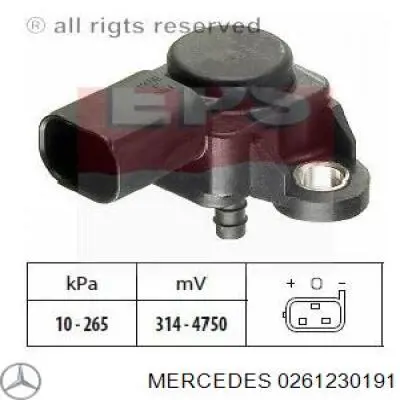 0261230191 Mercedes sensor de presion de carga (inyeccion de aire turbina)