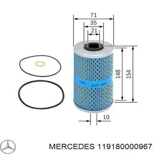 119180000967 Mercedes filtro de aceite