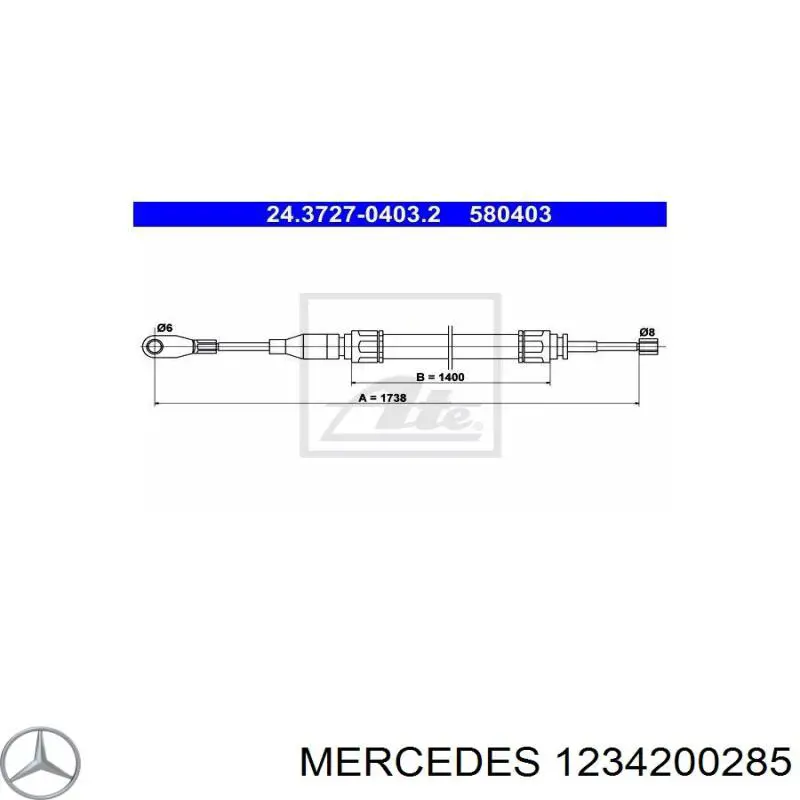 1234200285 Mercedes cable de freno de mano trasero izquierdo