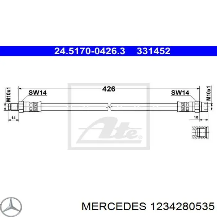 1234280535 Mercedes latiguillo de freno delantero