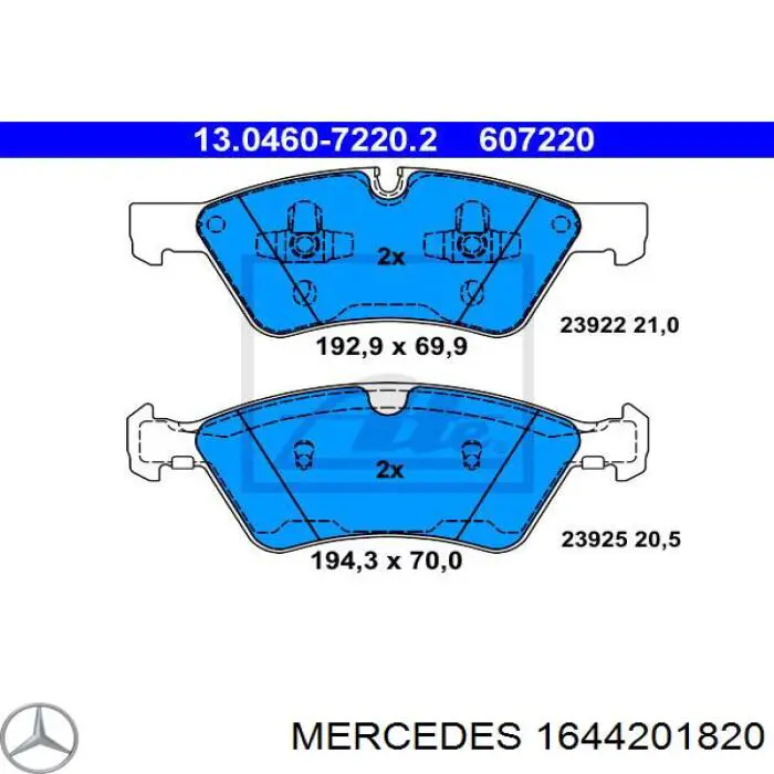 1644201820 Mercedes pastillas de freno delanteras