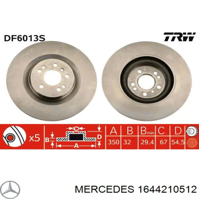 1644210512 Mercedes freno de disco delantero