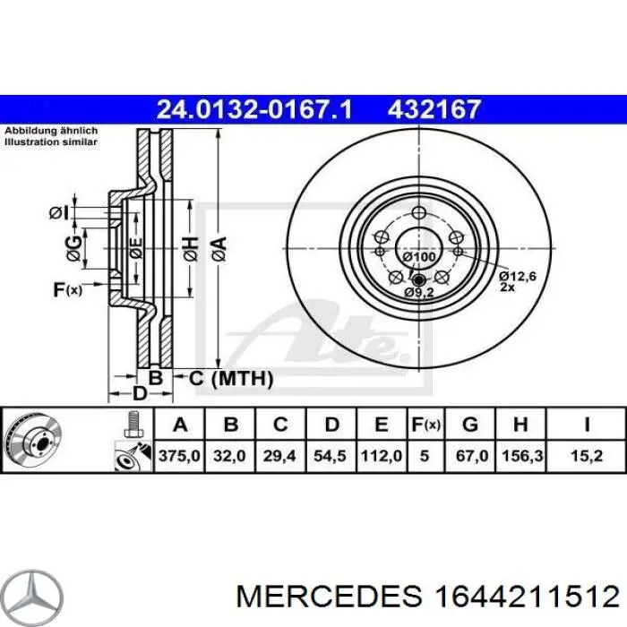 1644211512 Mercedes freno de disco delantero