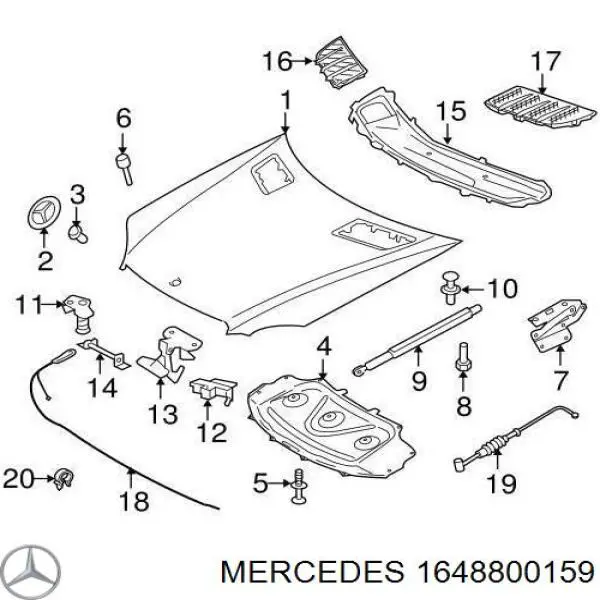  Cable de apertura de capó del motor para Mercedes GL X164