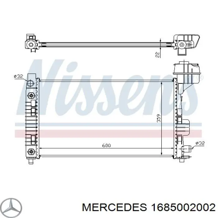 1685002002 Mercedes radiador refrigeración del motor