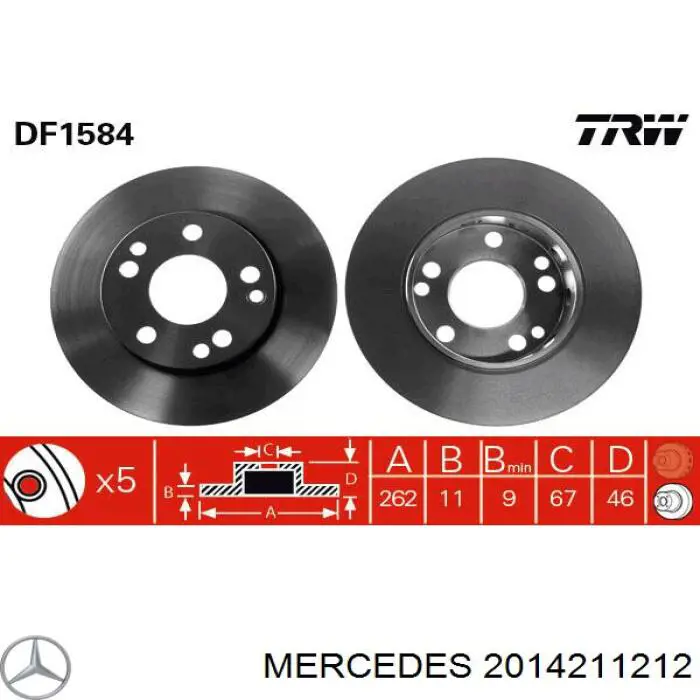 2014211212 Mercedes freno de disco delantero