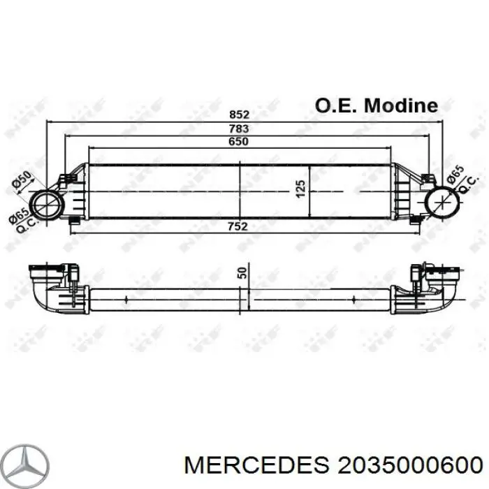 2035000600 Mercedes radiador de aire de admisión