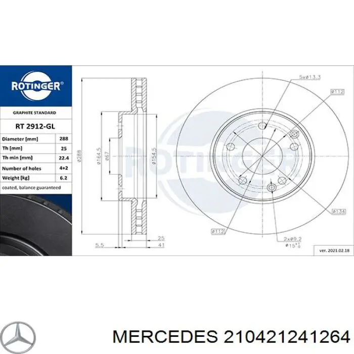 210421241264 Mercedes freno de disco delantero