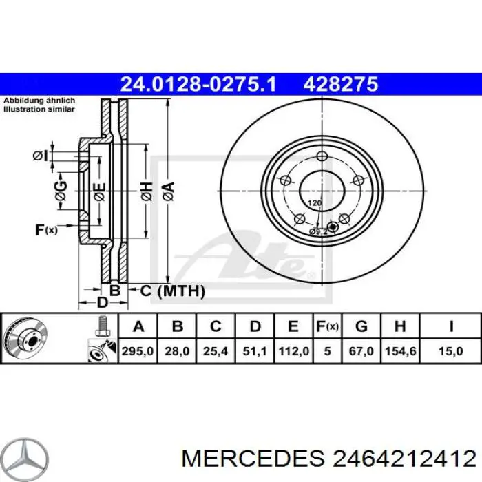 2464212412 Mercedes freno de disco delantero