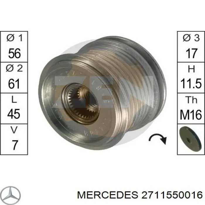 2711550016 Mercedes poleas juego de piezas