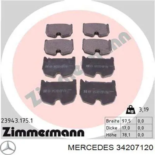 34207120 Mercedes pastillas de freno delanteras