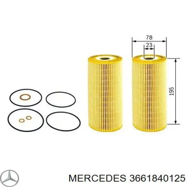 3661840125 Mercedes filtro de aceite