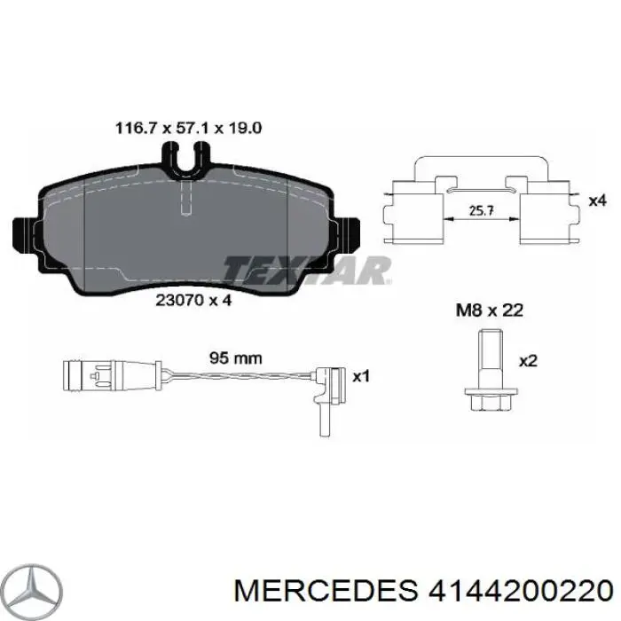 4144200220 Mercedes pastillas de freno delanteras