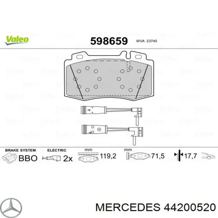 44200520 Mercedes pastillas de freno delanteras