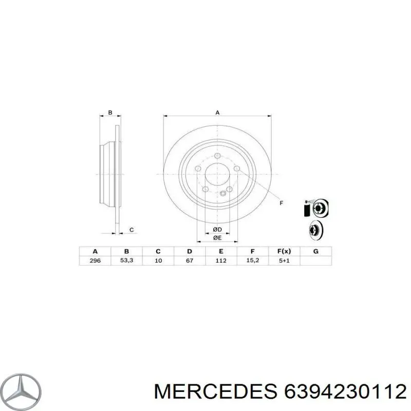 6394230112 Mercedes disco de freno trasero