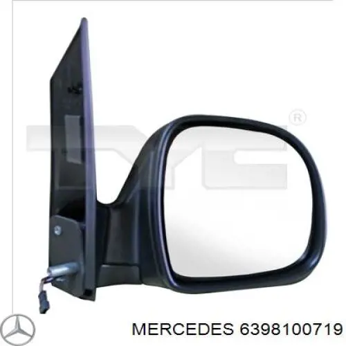 6398100719 Mercedes cristal de espejo retrovisor exterior derecho