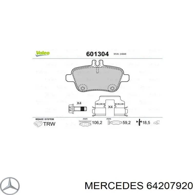 64207920 Mercedes pastillas de freno traseras