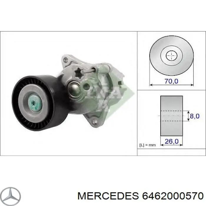 6462000570 Mercedes tensor de correa, correa poli v