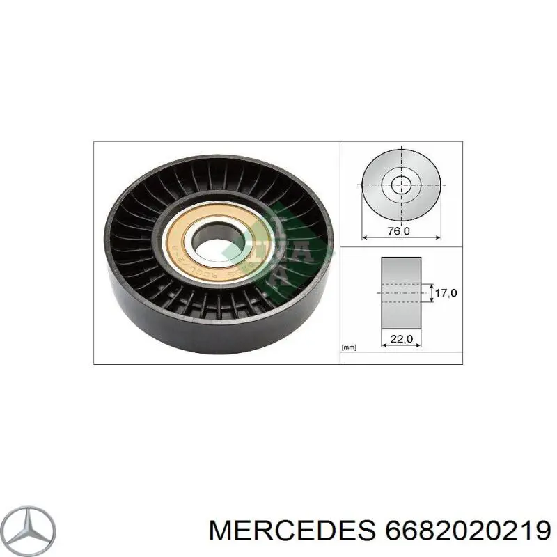 6682020219 Mercedes rodillo, correa trapecial poli v