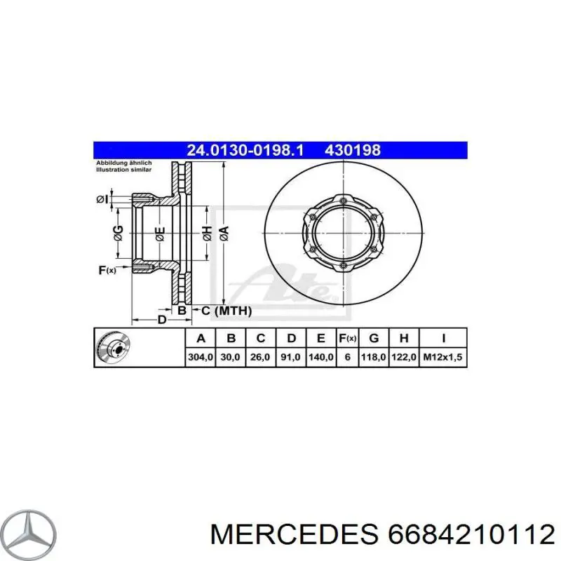 6684210112 Mercedes freno de disco delantero