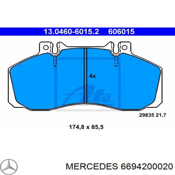 6694200020 Mercedes pastillas de freno traseras