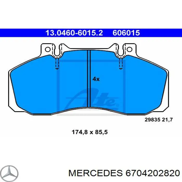 6704202820 Mercedes pastillas de freno traseras