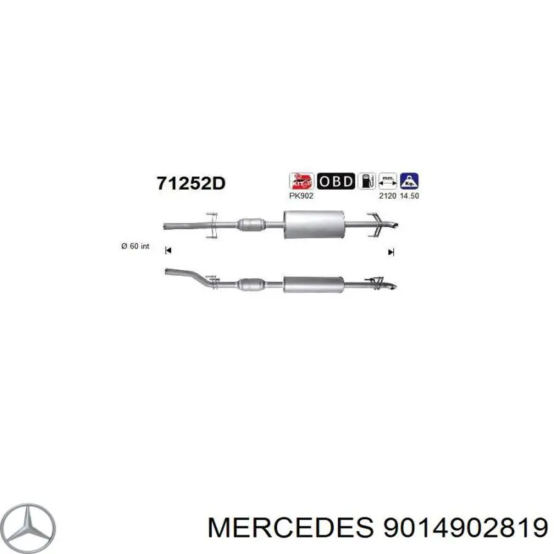 9014902819 Mercedes silenciador del medio