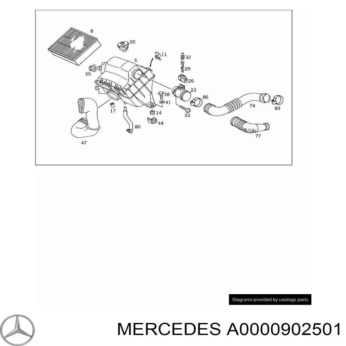 A0000902501 Mercedes casco de filtro de aire