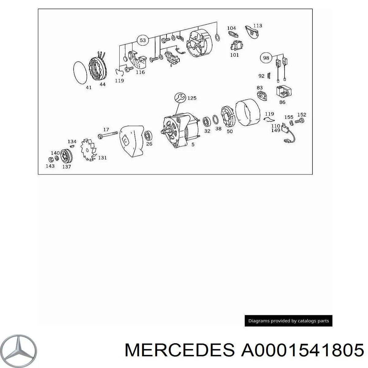 A0001541805 Mercedes regulador de rele del generador (rele de carga)