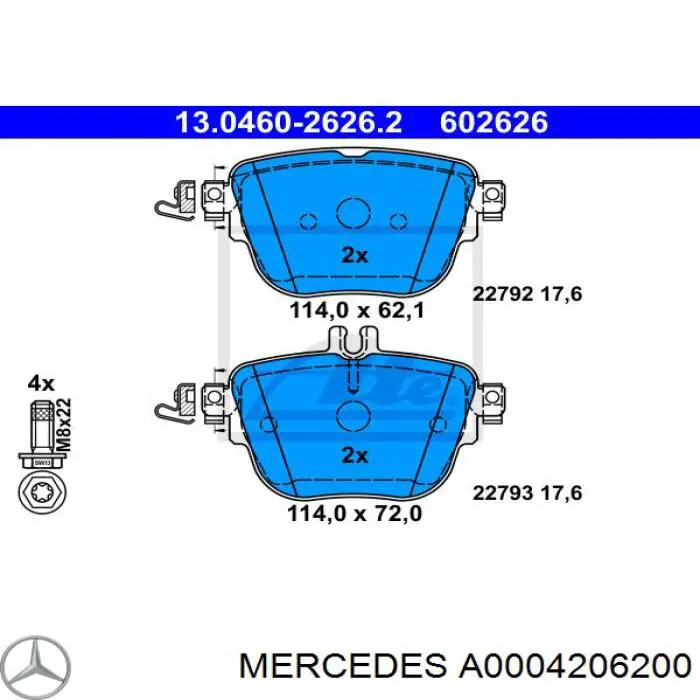 A0004206200 Mercedes pastillas de freno traseras