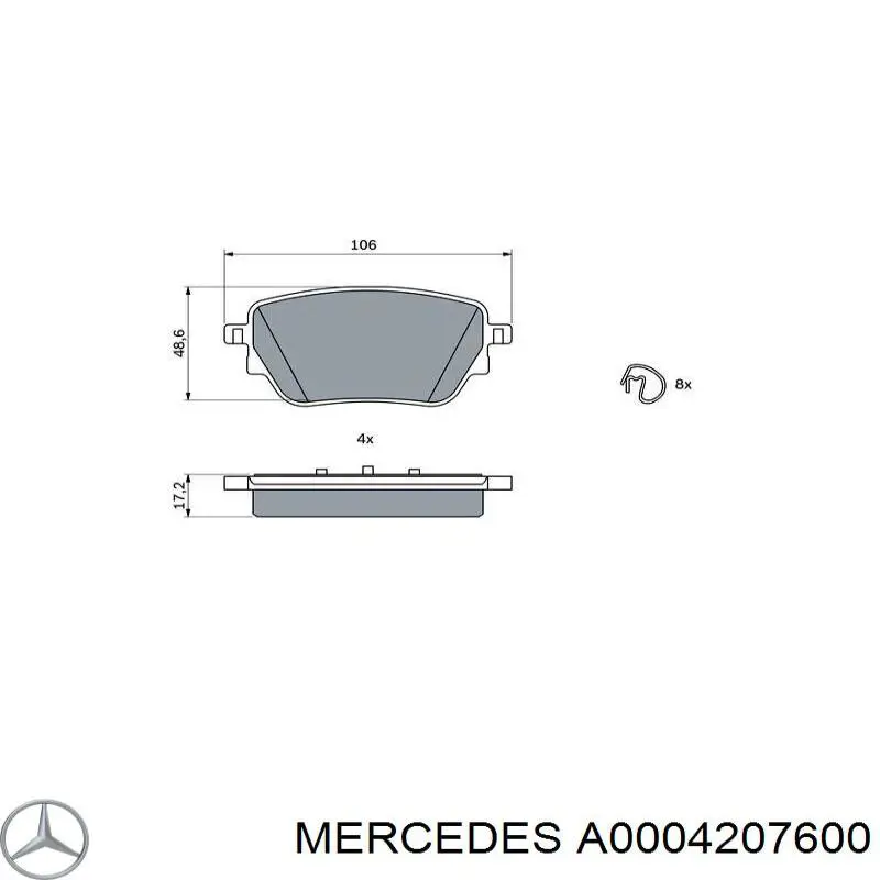 A0004207600 Mercedes pastillas de freno traseras