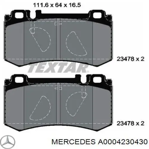 A0004230430 Mercedes pastillas de freno traseras