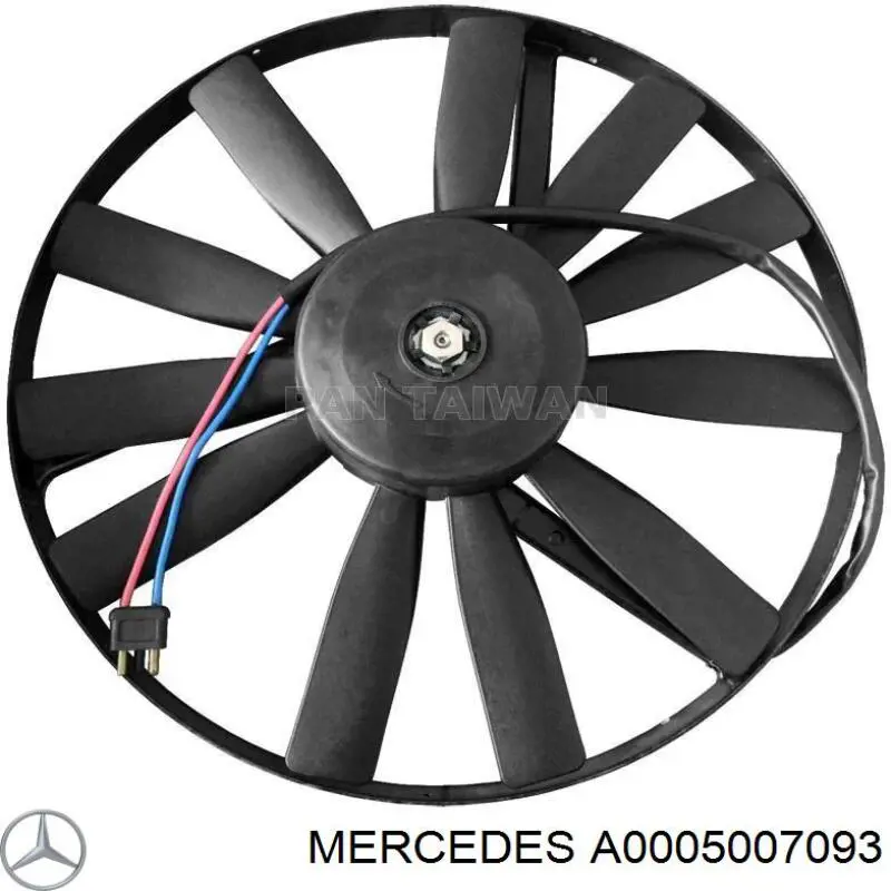 A0005007093 Mercedes ventilador (rodete +motor refrigeración del motor con electromotor completo)