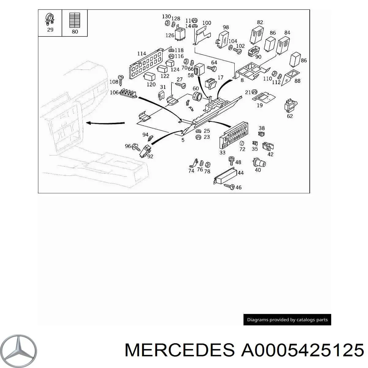 A0005425125 Mercedes interruptor, accionamento freno detención